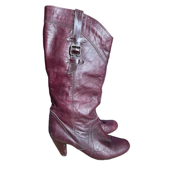 Aldo Shoes - Vintage Aldo Womens Soft Leather Slouchy Heel Boots Burgundy